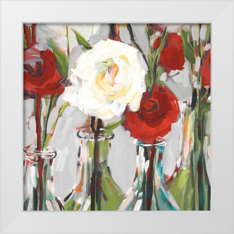 Red Romantic Blossoms II White Modern Wood Framed Art Print by Slivka, Jane