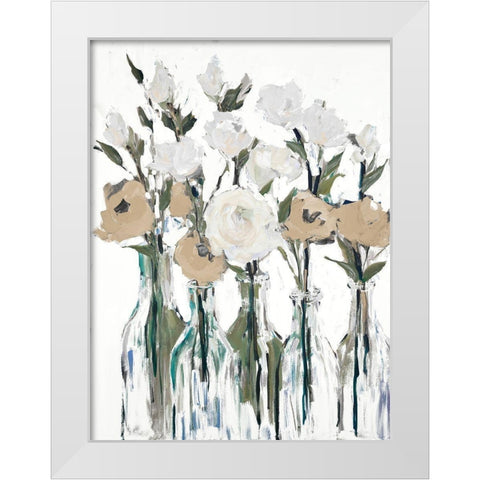 Cream Romantic Blossoms White Modern Wood Framed Art Print by Slivka, Jane