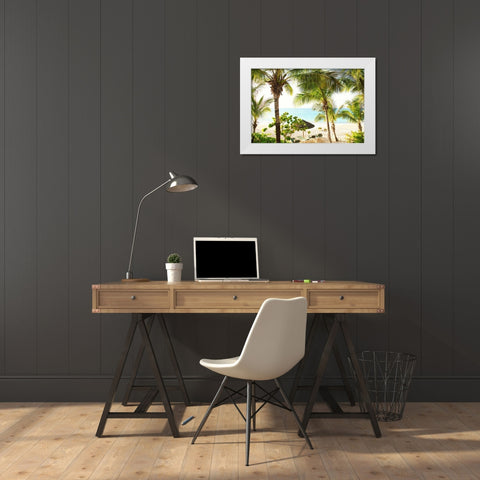 Sitting Under the Palms White Modern Wood Framed Art Print by Bryant, Susan