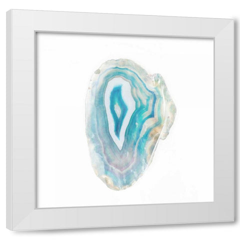 Blue Watercolor Agate Square White Modern Wood Framed Art Print by Bryant, Susan