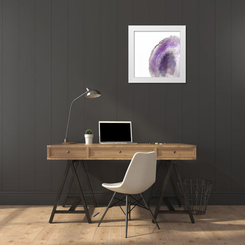 Purple Watercolor Agate Square White Modern Wood Framed Art Print by Bryant, Susan