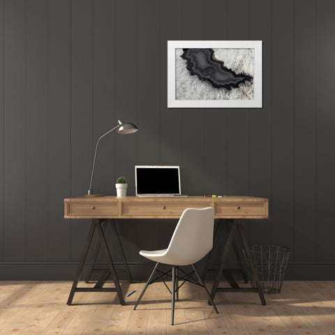 Dark Watercolor Agate Square White Modern Wood Framed Art Print by Bryant, Susan