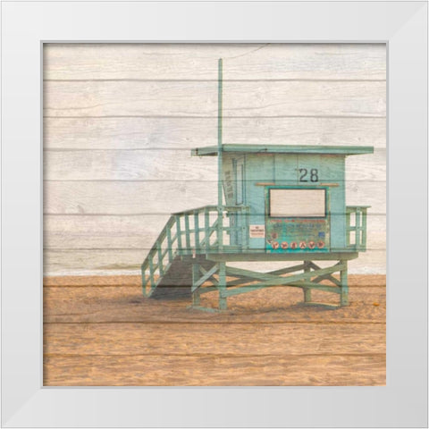 Lifeguard House On Wood White Modern Wood Framed Art Print by Bryant, Susan