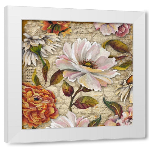 White Floral Inscription I White Modern Wood Framed Art Print by Medley, Elizabeth