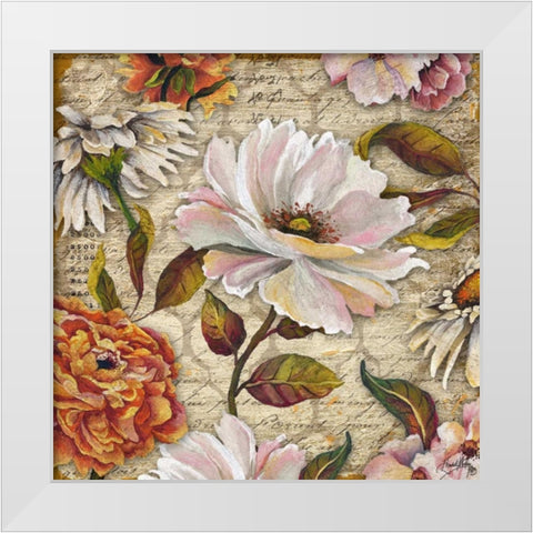 White Floral Inscription I White Modern Wood Framed Art Print by Medley, Elizabeth