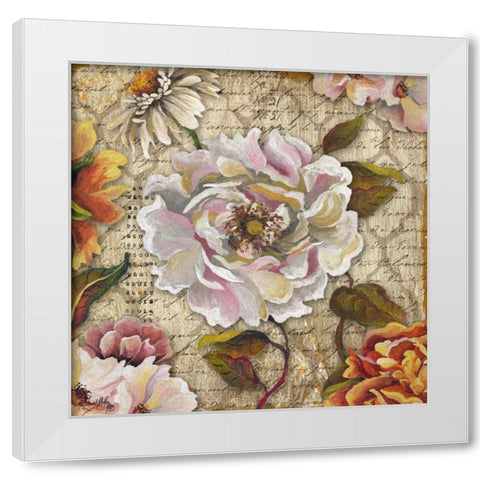 White Floral Inscription II White Modern Wood Framed Art Print by Medley, Elizabeth