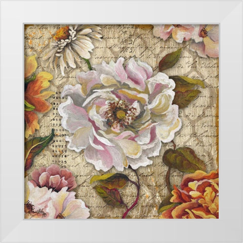 White Floral Inscription II White Modern Wood Framed Art Print by Medley, Elizabeth