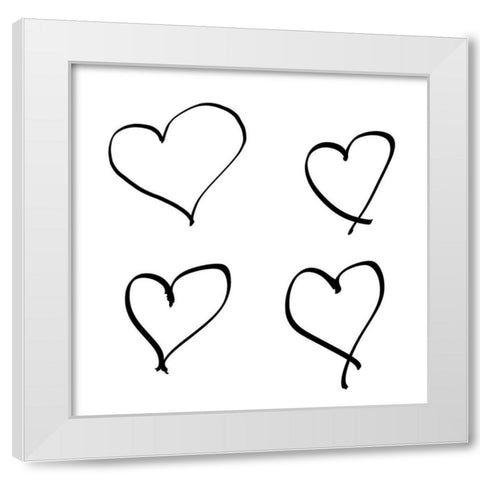 Handmade Hearts I White Modern Wood Framed Art Print by SD Graphics Studio
