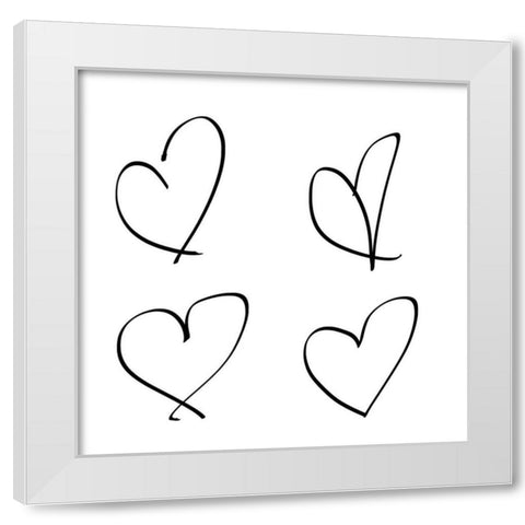 Handmade Hearts II White Modern Wood Framed Art Print by SD Graphics Studio
