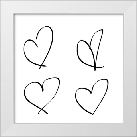 Handmade Hearts II White Modern Wood Framed Art Print by SD Graphics Studio