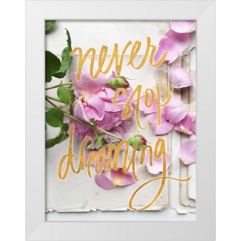 Never Stop Dreaming White Modern Wood Framed Art Print by Gardner, Sarah