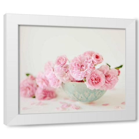 Petals and Porcelain White Modern Wood Framed Art Print by Gardner, Sarah