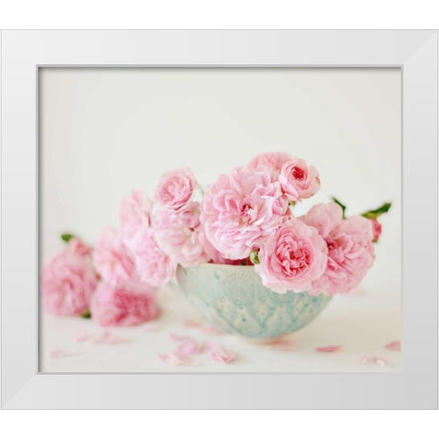 Petals and Porcelain White Modern Wood Framed Art Print by Gardner, Sarah