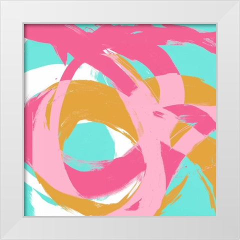 Pink Circular Strokes I White Modern Wood Framed Art Print by Morris, Megan