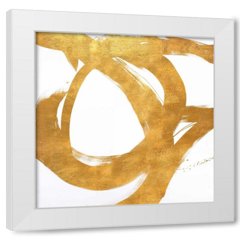 Gold Circular Strokes I White Modern Wood Framed Art Print by Morris, Megan