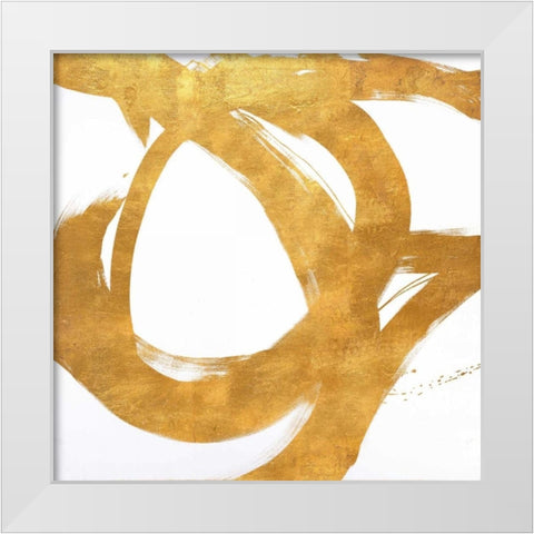 Gold Circular Strokes I White Modern Wood Framed Art Print by Morris, Megan
