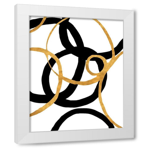 Black and Gold Stroke II White Modern Wood Framed Art Print by Morris, Megan