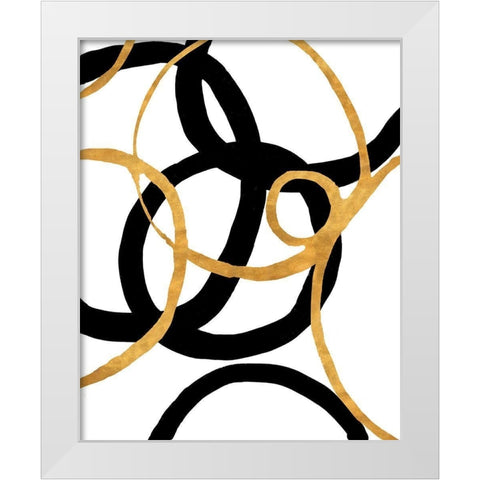 Black and Gold Stroke II White Modern Wood Framed Art Print by Morris, Megan