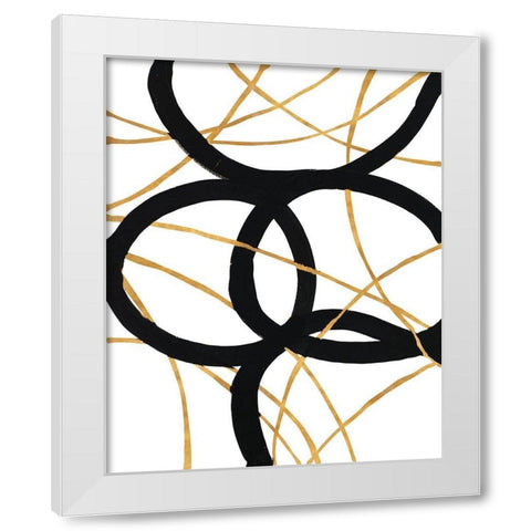 Black and Gold Stroke I White Modern Wood Framed Art Print by Morris, Megan
