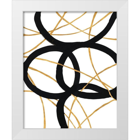 Black and Gold Stroke I White Modern Wood Framed Art Print by Morris, Megan