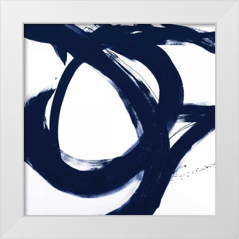 Navy Circular Strokes I White Modern Wood Framed Art Print by Morris, Megan