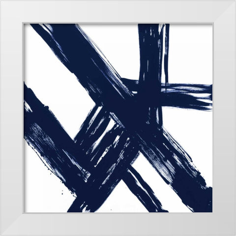 Strokes in Navy I White Modern Wood Framed Art Print by Morris, Megan