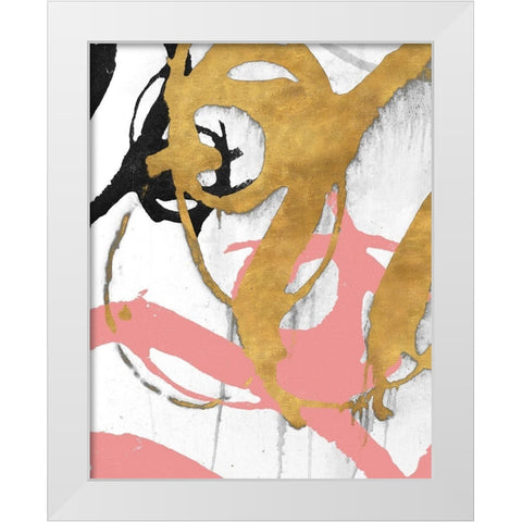 Rose Gold Strokes I White Modern Wood Framed Art Print by Morris, Megan