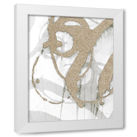 Gold Sparkle Strokes I White Modern Wood Framed Art Print by Morris, Megan