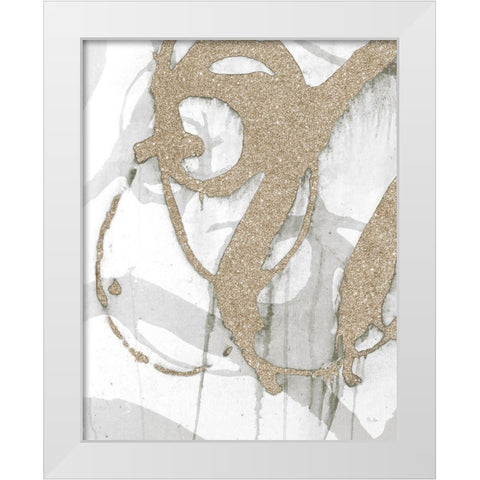 Gold Sparkle Strokes I White Modern Wood Framed Art Print by Morris, Megan