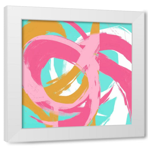 Pink Circular Strokes II White Modern Wood Framed Art Print by Morris, Megan
