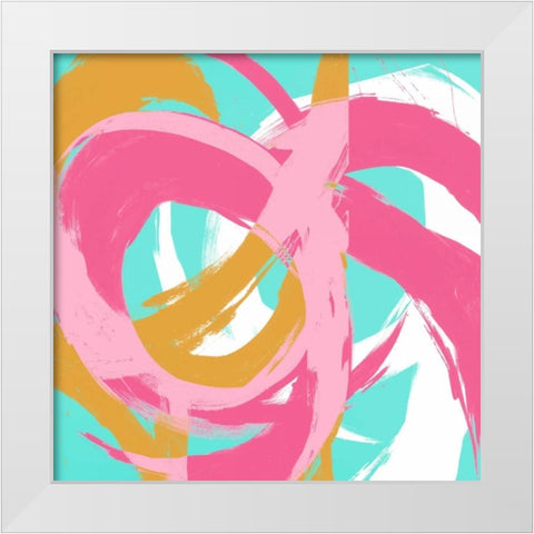 Pink Circular Strokes II White Modern Wood Framed Art Print by Morris, Megan