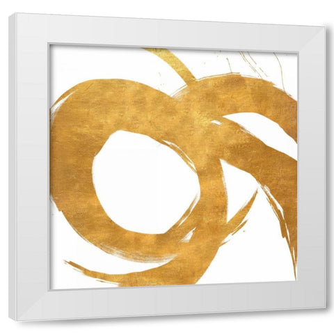 Gold Circular Strokes II White Modern Wood Framed Art Print by Morris, Megan