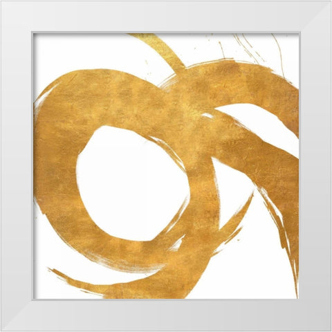 Gold Circular Strokes II White Modern Wood Framed Art Print by Morris, Megan