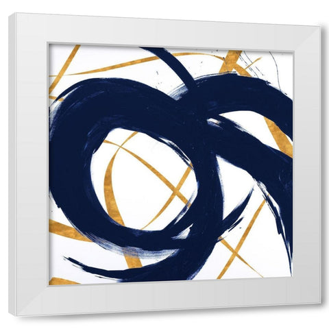 Navy with Gold Strokes II White Modern Wood Framed Art Print by Morris, Megan