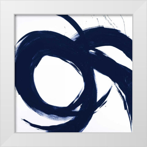 Navy Circular Strokes II White Modern Wood Framed Art Print by Morris, Megan