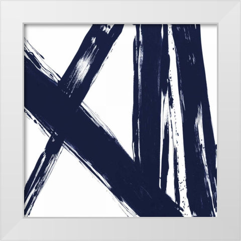 Strokes in Navy II White Modern Wood Framed Art Print by Morris, Megan