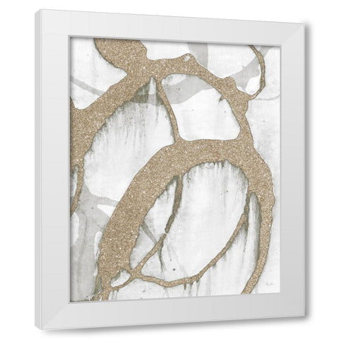 Gold Sparkle Strokes II White Modern Wood Framed Art Print by Morris, Megan
