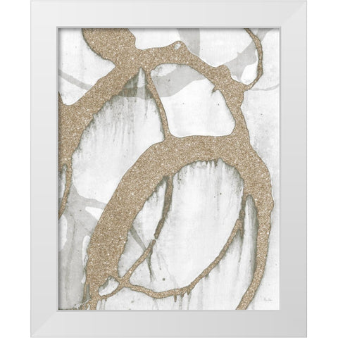 Gold Sparkle Strokes II White Modern Wood Framed Art Print by Morris, Megan