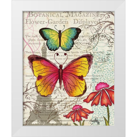 Paris Butterflies I White Modern Wood Framed Art Print by Medley, Elizabeth