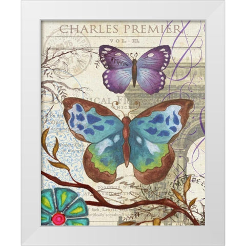 Paris Butterflies II White Modern Wood Framed Art Print by Medley, Elizabeth