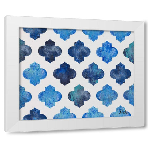 Clean Blue Quatrefoil I White Modern Wood Framed Art Print by Pinto, Patricia