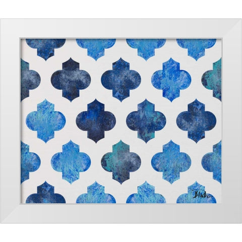 Clean Blue Quatrefoil I White Modern Wood Framed Art Print by Pinto, Patricia