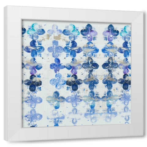 Blue Quatrefoil IV White Modern Wood Framed Art Print by Pinto, Patricia