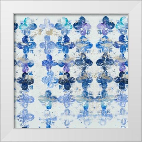Blue Quatrefoil IV White Modern Wood Framed Art Print by Pinto, Patricia