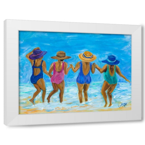 Ladies on the Beach I White Modern Wood Framed Art Print by DeRice, Julie