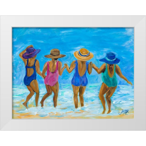 Ladies on the Beach I White Modern Wood Framed Art Print by DeRice, Julie