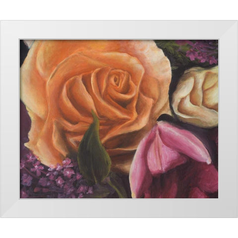 Among the Roses White Modern Wood Framed Art Print by Johnson, Walt