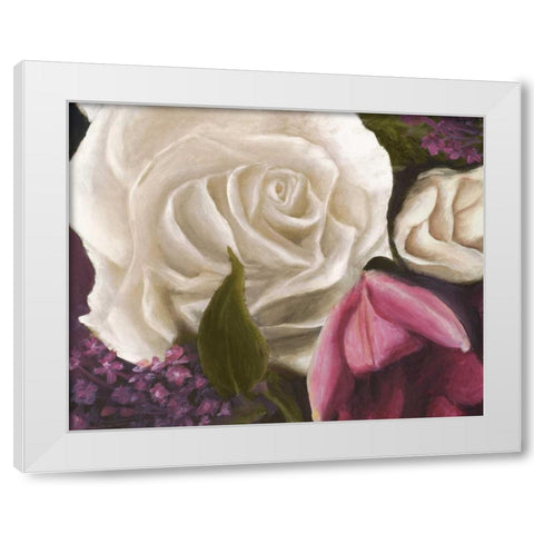 Among the White Roses White Modern Wood Framed Art Print by Johnson, Walt