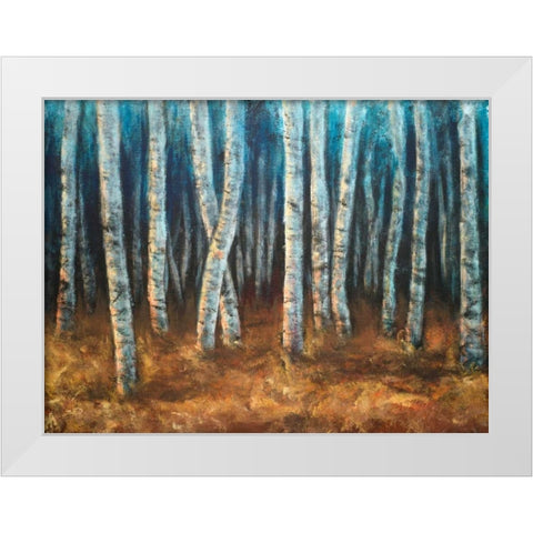 Moonlit Birchwood White Modern Wood Framed Art Print by Johnson, Walt