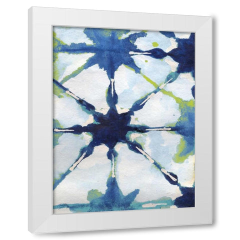 Green and Blue Shibori II White Modern Wood Framed Art Print by Medley, Elizabeth